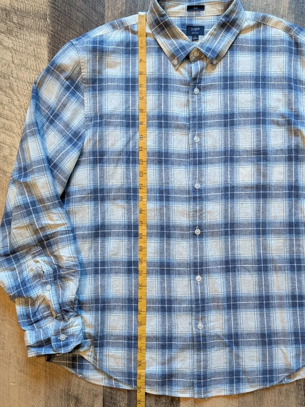 J. Crew Homespun Cotton Plaid Button-Down Shirt XL Blue White